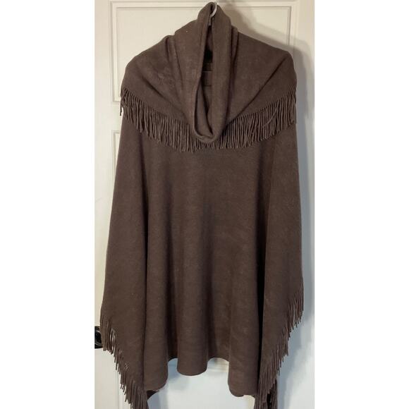 Marvelush for Layers by Lizden 2 Piece Brown Fringed Poncho w/Scarf One Size - Picture 1 of 7